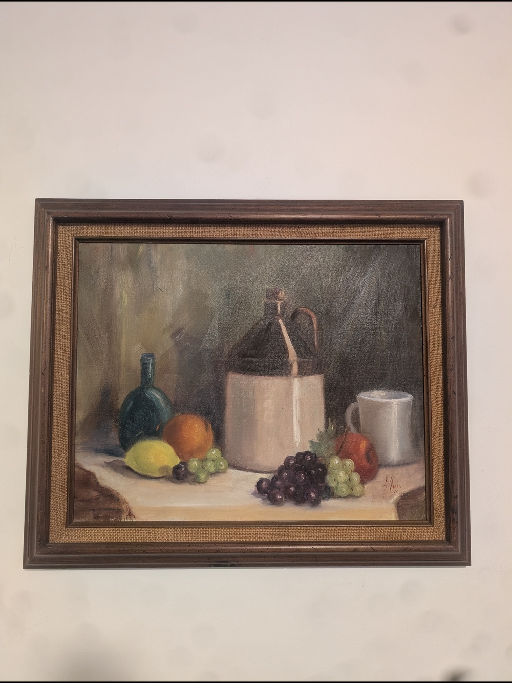 Still Life Fruit & Pitcher Wall Art – Brown Frame